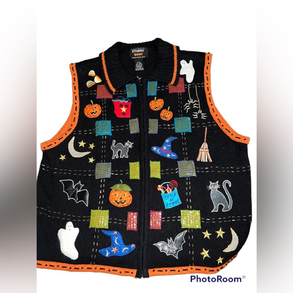 Studio BOO Halloween sweater vest size XL - Picture 2 of 4